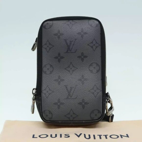 LOUIS VUITTON Monogram Eclipse Double Phone Pouch Gray - Picture 3 of 16